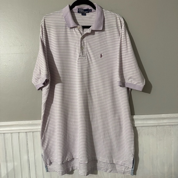 Polo Ralph Lauren Other - Polo Ralph Lauren Men’s Short Sleeve Shirt Purple & White 100% Cotton Mesh XXL